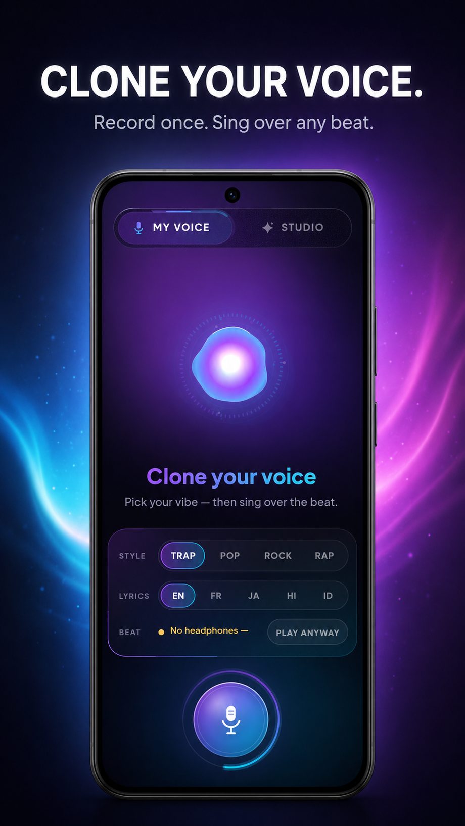 Octa AI music app — generated songs with 4K cover artwork in the library