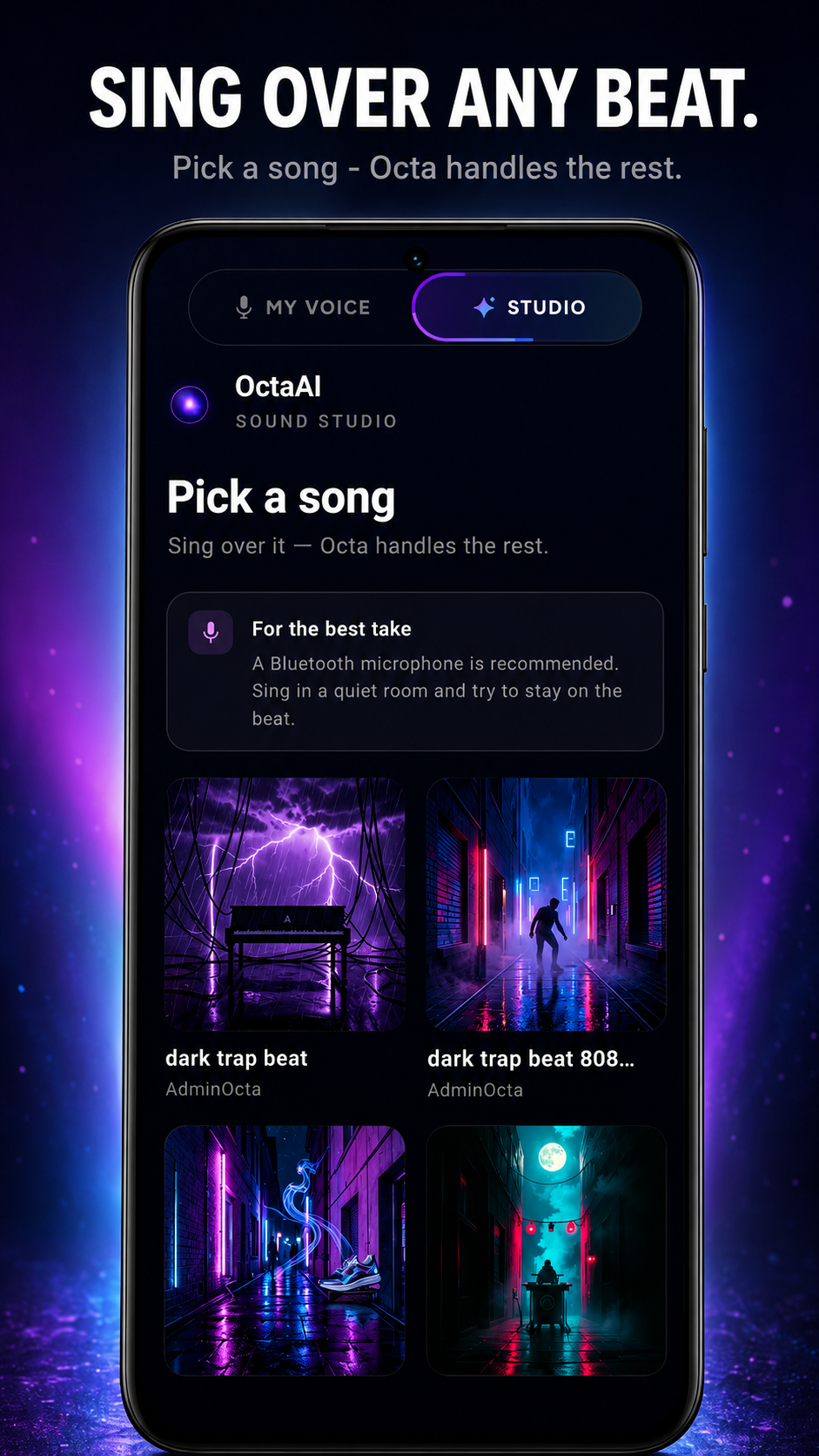 Octa app — sing over any beat