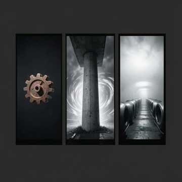 Techno, Industrial dark techno with distorted 90 — AI-generated cover art