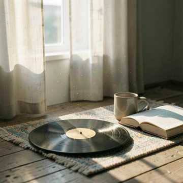 a mellow lo-fi chill hop track with dusty drums, s cover